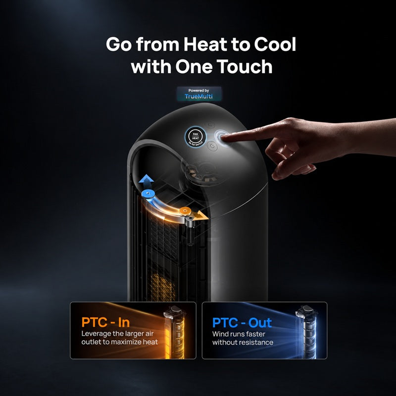 DREO 42" Space Heater Large Room, 25dB Heater and Fan Combo with Remote