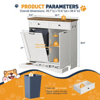 SummerVibes Engineered Wood Pet Feeding Station Cabinet - Dual Tiltable Doors for Dog Food & Clothing Storage, Tilt-Out Design with 4 Feeding Bowls for Quick Access
