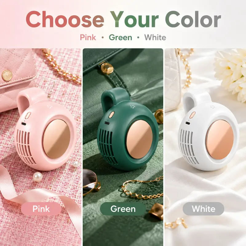 Mini Bladeless Portable Fan, Rechargeable 3-Speed Waist Clip Fan with Quiet Turbo Airflow, Handheld Personal Fan & Phone Cooling Fan for Travel, Outdoor, Camping, Work