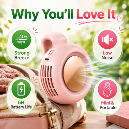 Mini Bladeless Portable Fan, Rechargeable 3-Speed Waist Clip Fan with Quiet Turbo Airflow, Handheld Personal Fan & Phone Cooling Fan for Travel, Outdoor, Camping, Work