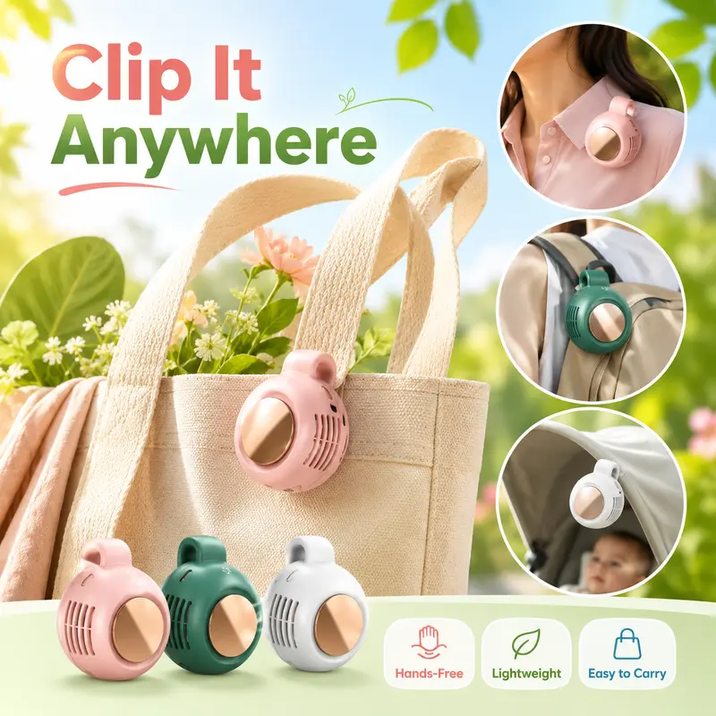 Mini Bladeless Portable Fan, Rechargeable 3-Speed Waist Clip Fan with Quiet Turbo Airflow, Handheld Personal Fan & Phone Cooling Fan for Travel, Outdoor, Camping, Work