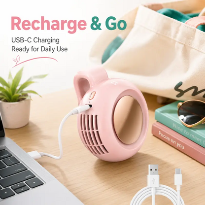 Mini Bladeless Portable Fan, Rechargeable 3-Speed Waist Clip Fan with Quiet Turbo Airflow, Handheld Personal Fan & Phone Cooling Fan for Travel, Outdoor, Camping, Work