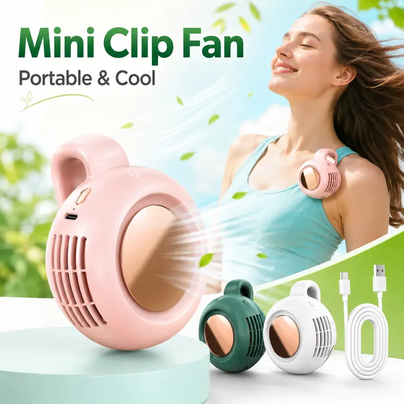 Mini Bladeless Portable Fan, Rechargeable 3-Speed Waist Clip Fan with Quiet Turbo Airflow, Handheld Personal Fan & Phone Cooling Fan for Travel, Outdoor, Camping, Work