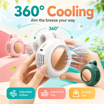 Mini Bladeless Portable Fan, Rechargeable 3-Speed Waist Clip Fan with Quiet Turbo Airflow, Handheld Personal Fan & Phone Cooling Fan for Travel, Outdoor, Camping, Work